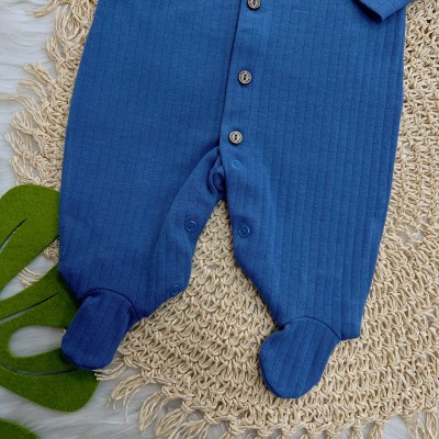 Macacão Canelado com Botões - Azul Jeans 